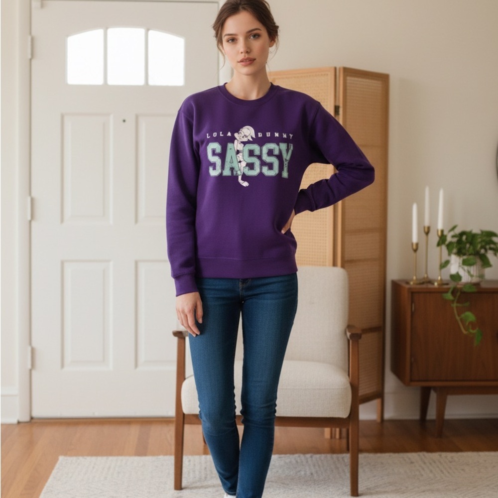 Warner Bros Looney Tunes Lola Bunny Sassy Medium (8-10)  Crewneck Sweatshirt NWT